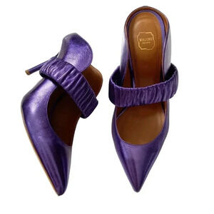 Malone Souliers Mira Metallic Leather Mule Pump Iris size 36 US6